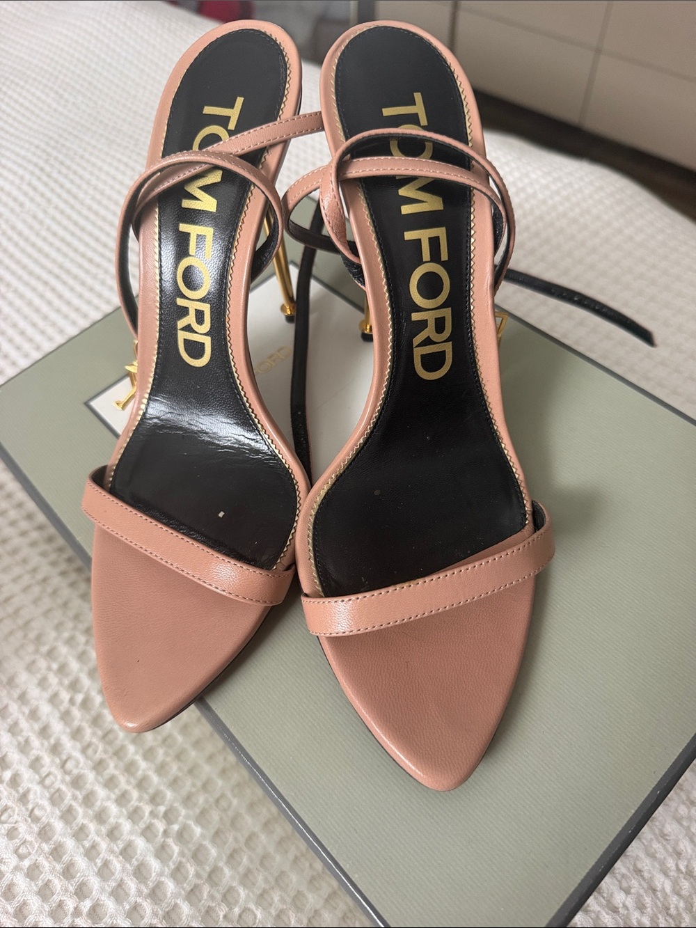 Tom Ford Pink Leather Strappy Pointed-Toe Heels